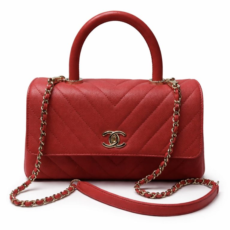Chanel Coco Mini-Handtasche, rotes Leder