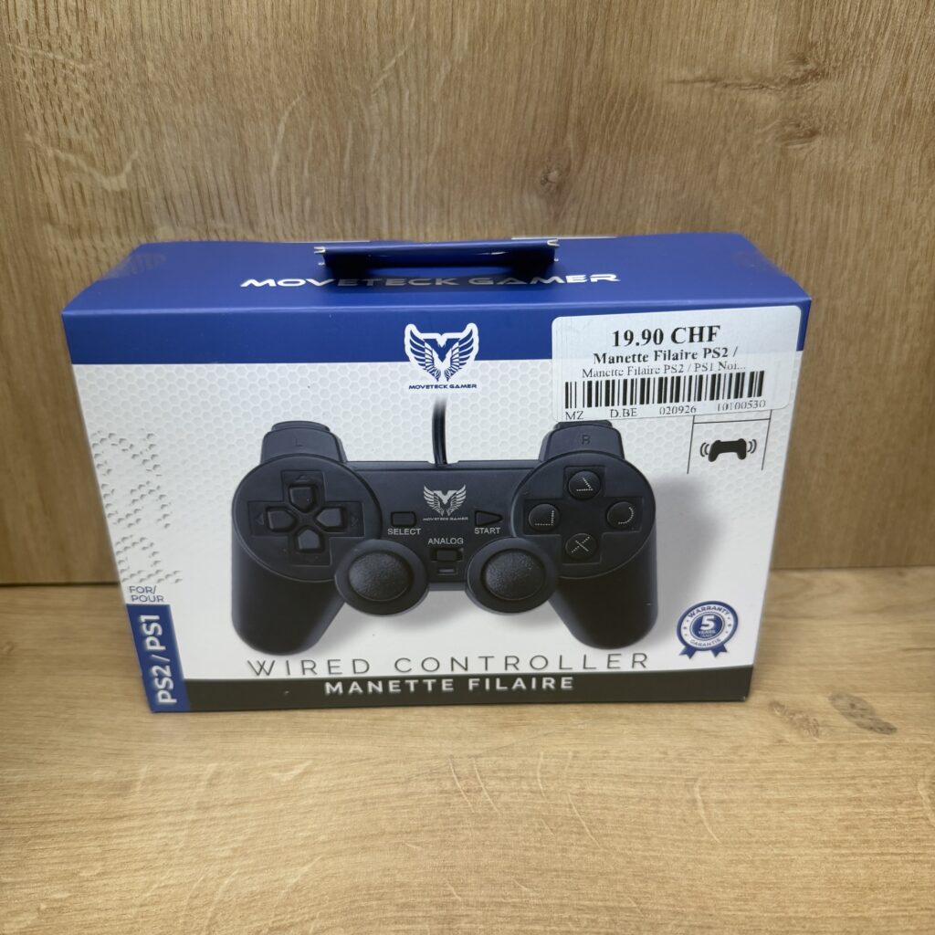 Manette Filaire PS2 / PS1 Noir Neuf