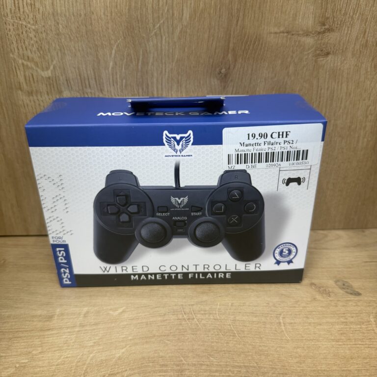 Manette Filaire PS2 / PS1 Noir Neuf