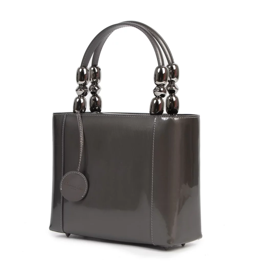 Sac à Main Dior Ligne Malice en cuir gris argenté